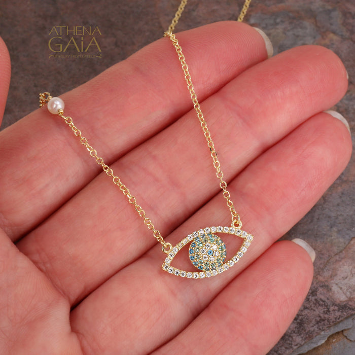 Mati Open Evil Eye Necklace (Large) - 14k Yellow Gold Necklace (In-Stock)