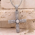 Columns Solid Halo Orthodox Cross (Large) - Sterling Silver - Byzantine Cross