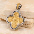 Mother and Child Rounded Greek Cross - Gold Plated Sterling Silver - Orthodox Cross Necklace
