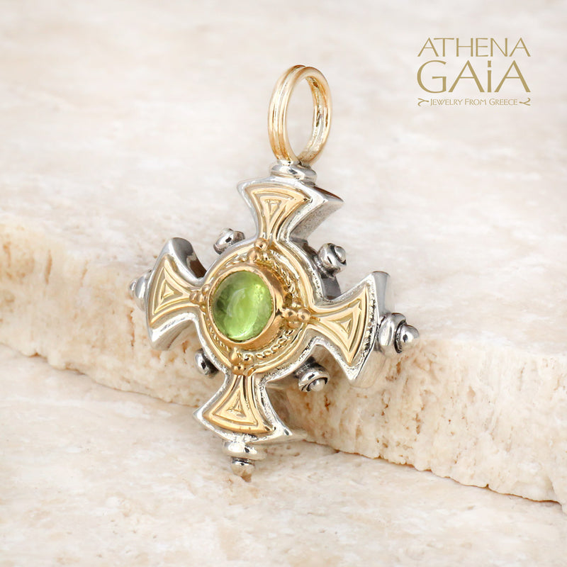 The Stone Maltese Cross (Large) - 18k Gold & Sterling Silver - Cross Necklace