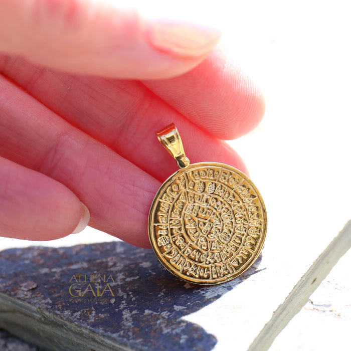 Phaistos Disc Pendant (Large) - 14k Gold Pendant