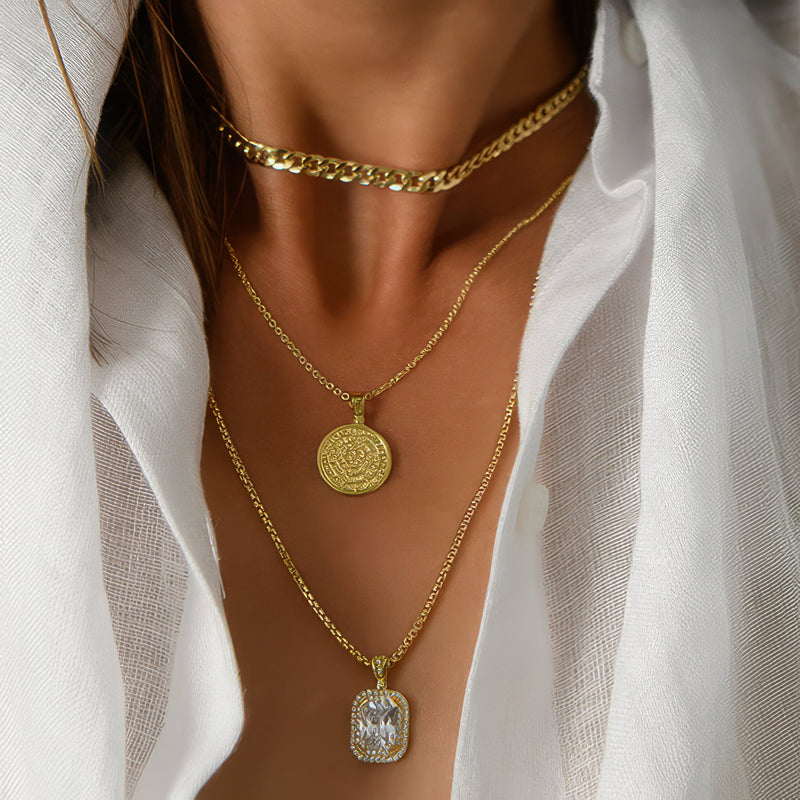 Phaistos Disc Pendant (Large) - 14k Gold Pendant - Reversible Pendant