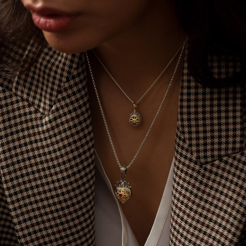 Roxana Stone Heart Pendant - 18k Gold & Sterling Silver Pendant
