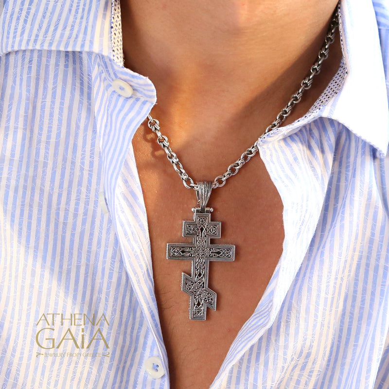 Russian Orthodox Cross (Large) - Sterling Silver - Cross Necklace
