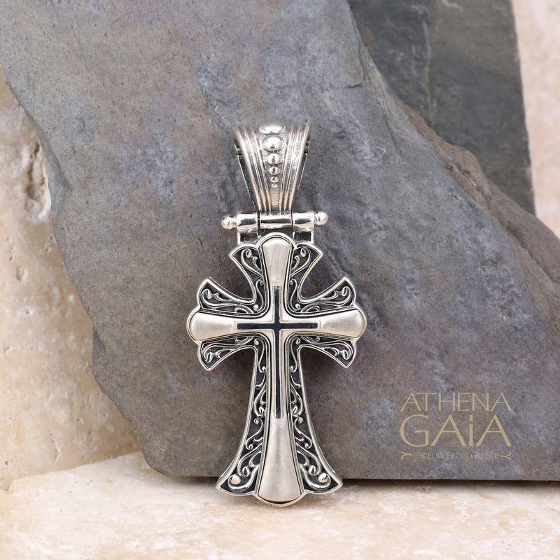 Flared Latin Cross (Small) - Sterling Silver - Orthodox Cross Necklace