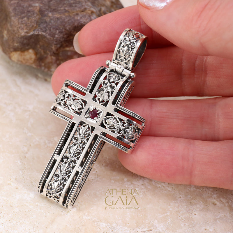 Filigree Latin Cross - Sterling Silver - Orthodox Cross Necklace