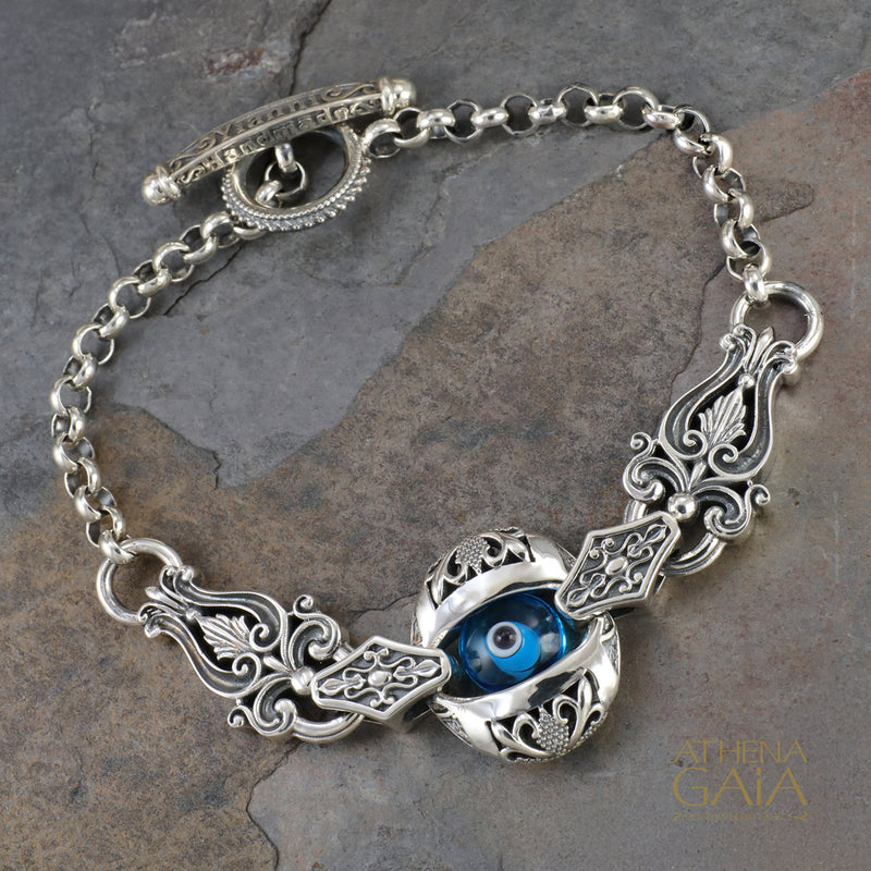 Single Zelda Anthemion Bracelet - Sterling Silver - Evil Eye Bracelet