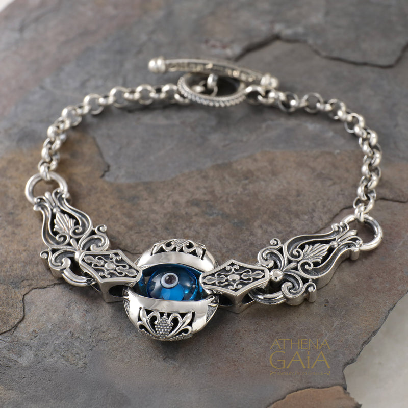 Single Zelda Anthemion Bracelet - Sterling Silver - Evil Eye Bracelet