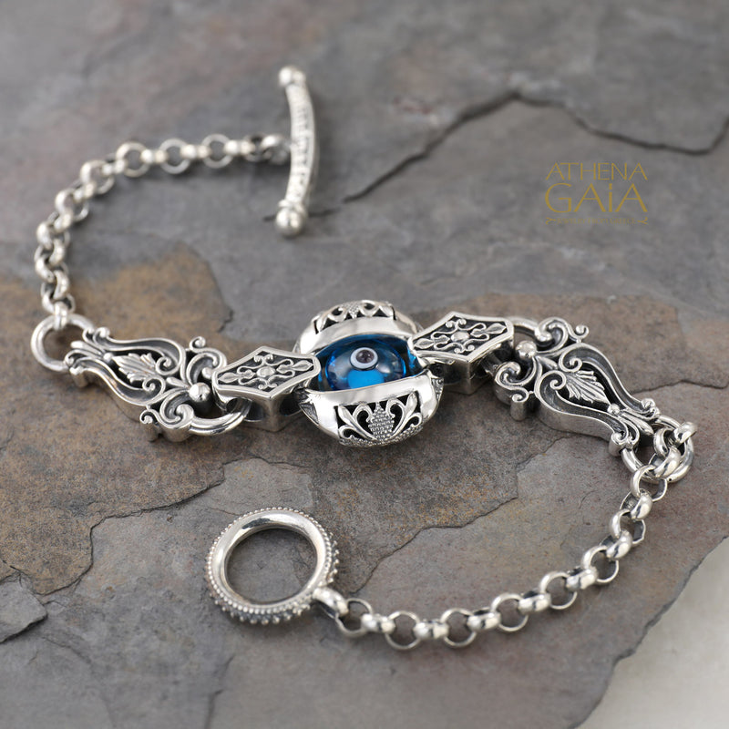 Single Zelda Anthemion Bracelet - Sterling Silver - Evil Eye Bracelet