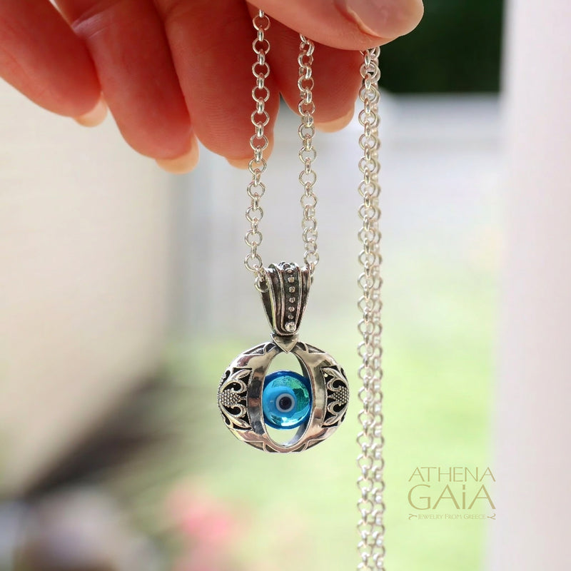 Zelda Evil Eye Pendant - Sterling Silver - Reversible Evil Eye Pendant