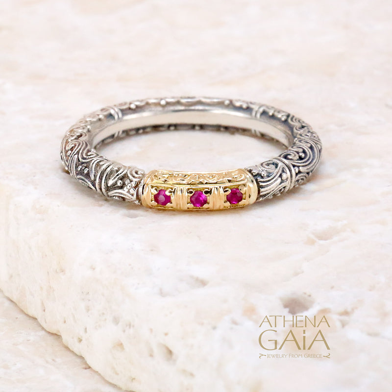 Meadow Breeze Pave Accent Ring - 18k Gold & Sterling Silver Ring - Stackable Ring