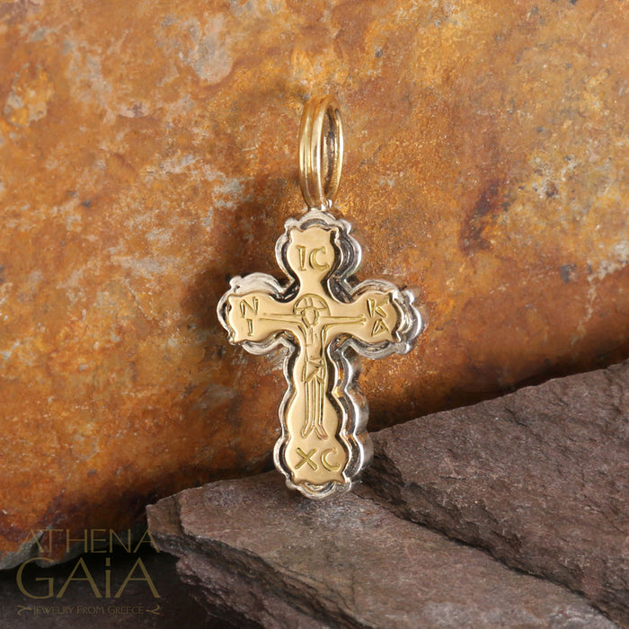 ICXC Orthodox Cross (Small) - 18k Gold & Sterling Silver - Cross Necklace