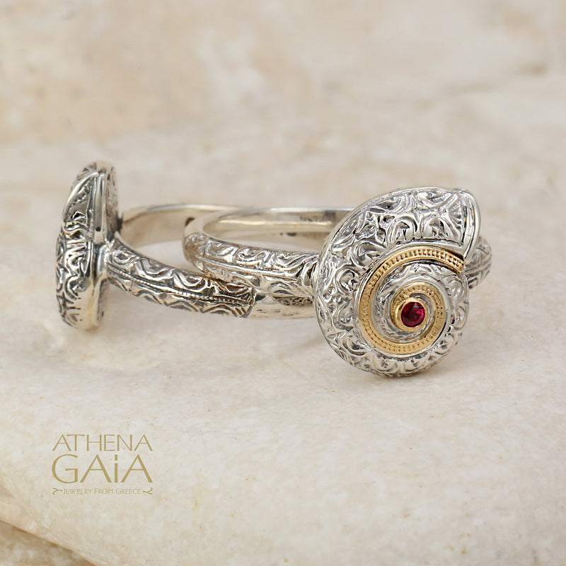 Thalassa Sea Snail Stone Ring (Small) - 18k Gold & Sterling Silver Ring