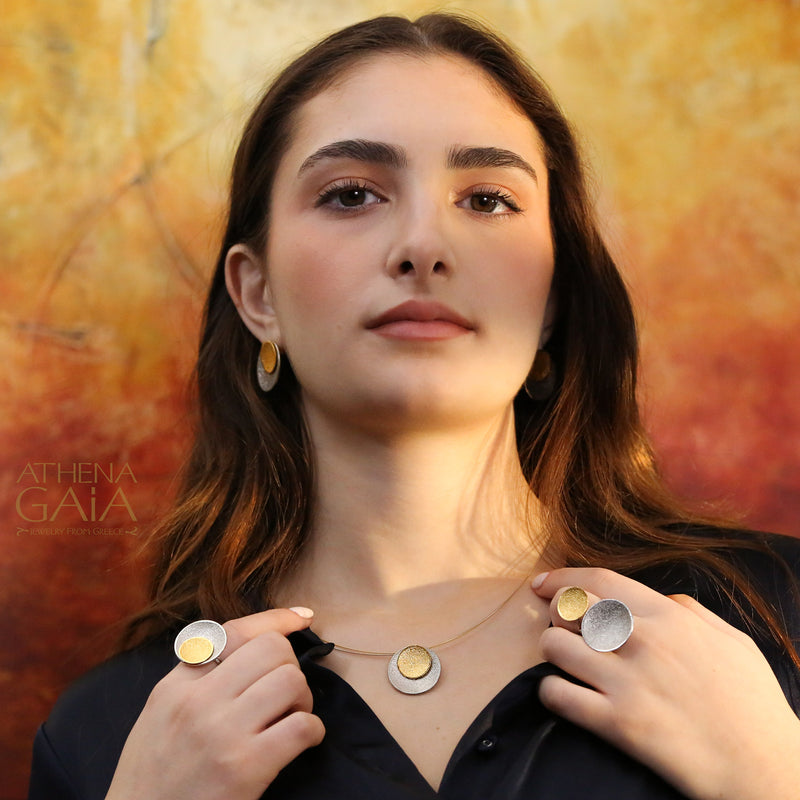Desert Eclipse Earrings - Gold Plated Sterling Silver - Post Earrings