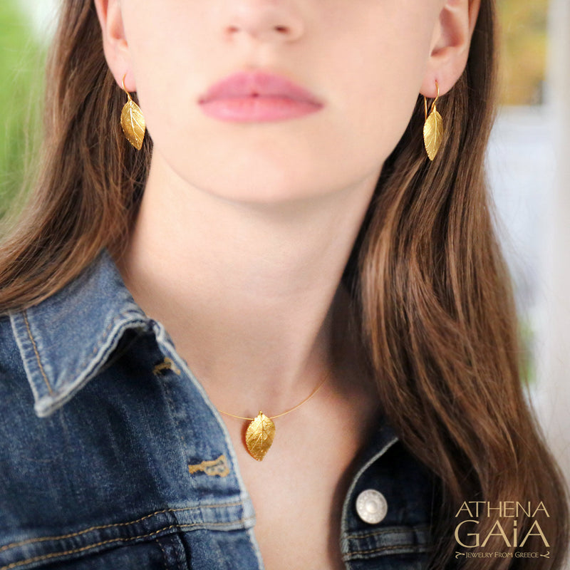 Empathic Kurio Leaf Pendant Necklace - 14k Gold Necklace