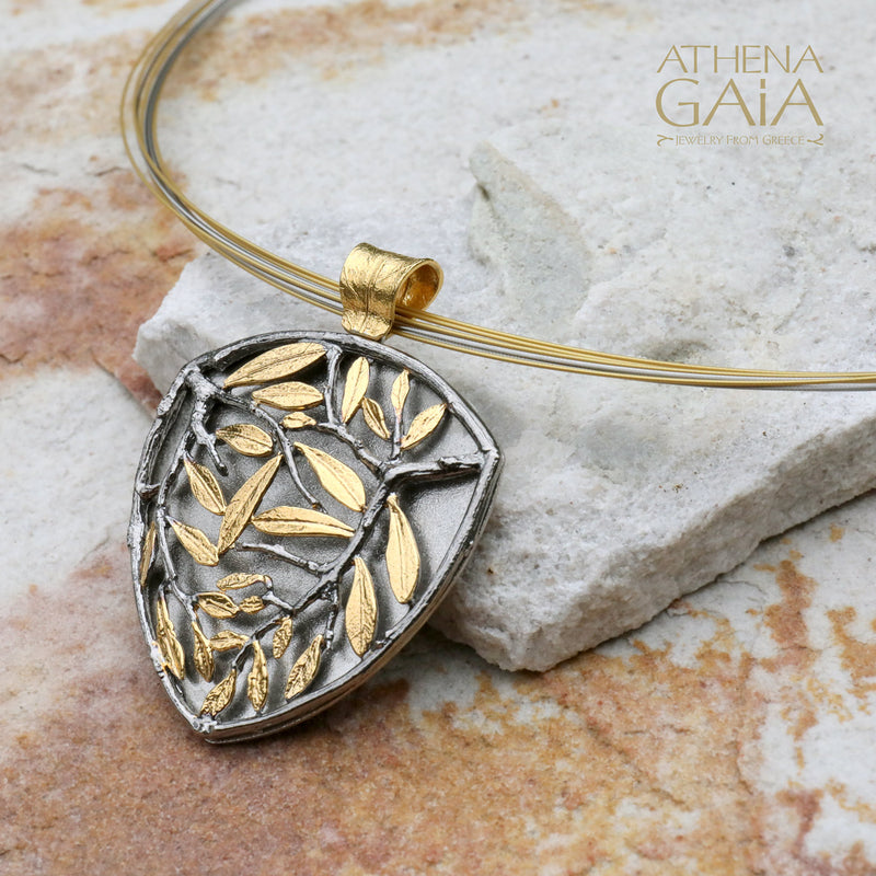 Softri Olive Tree Pendant Necklace - Gold Plated Sterling Silver