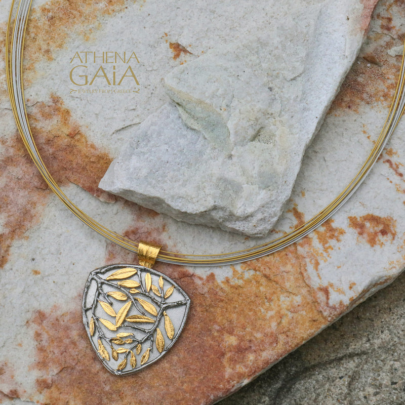 Softri Olive Tree Pendant Necklace - Gold Plated Sterling Silver