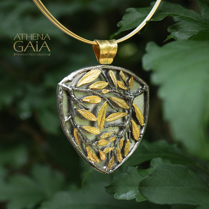 Softri Olive Tree Pendant Necklace - Gold Plated Sterling Silver