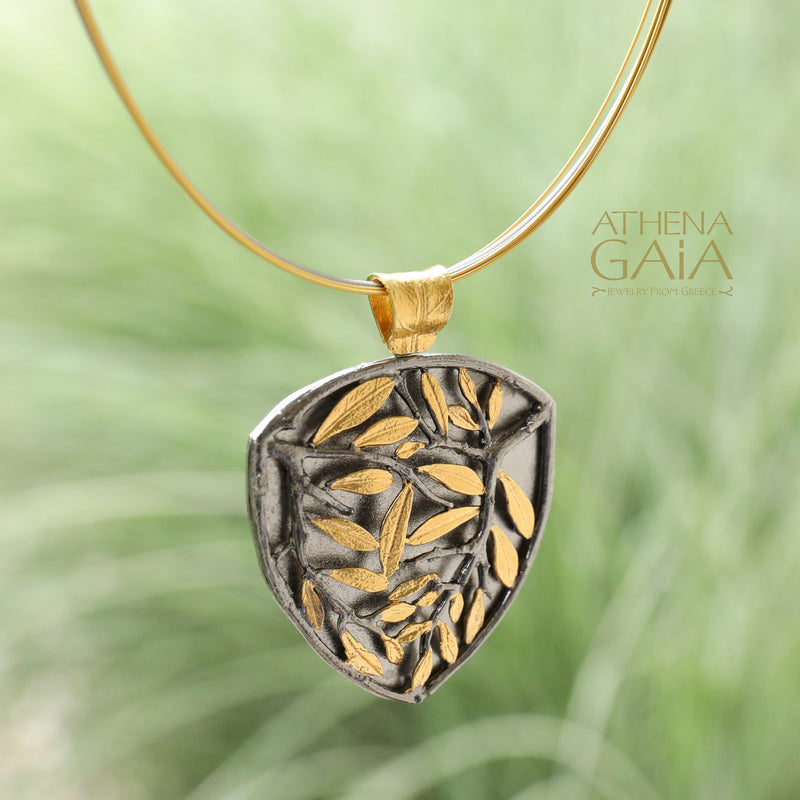 Softri Olive Tree Pendant Necklace - Gold Plated Sterling Silver