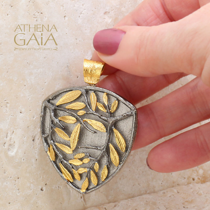 Softri Olive Tree Pendant Necklace - Gold Plated Sterling Silver