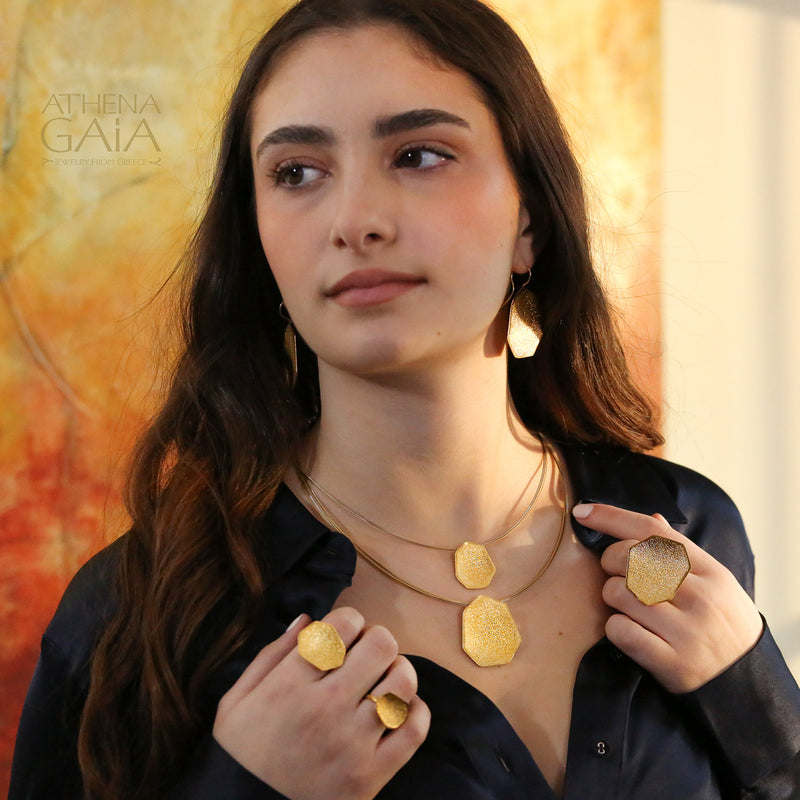 Desert Grain Pendant Necklace (Large) - Gold Plated Sterling Silver Necklace
