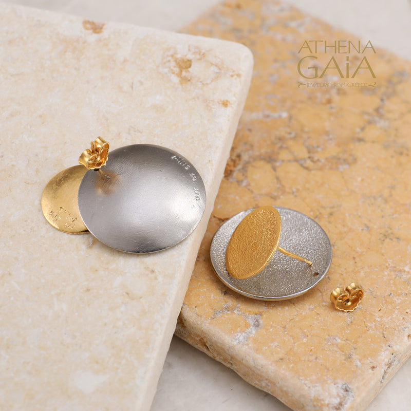 Desert Eclipse Earrings - Gold Plated Sterling Silver - Post Earrings