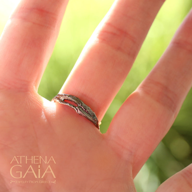 Pearl Olive Noir Half Wrap Sterling Ring - Sterling Silver Ring