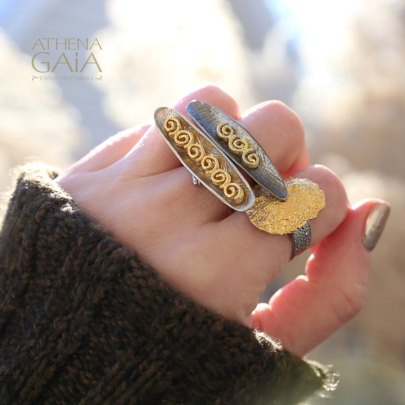 Argonaut Full Ring - Gold Plated Sterling Silver Ring - Cocktail Ring