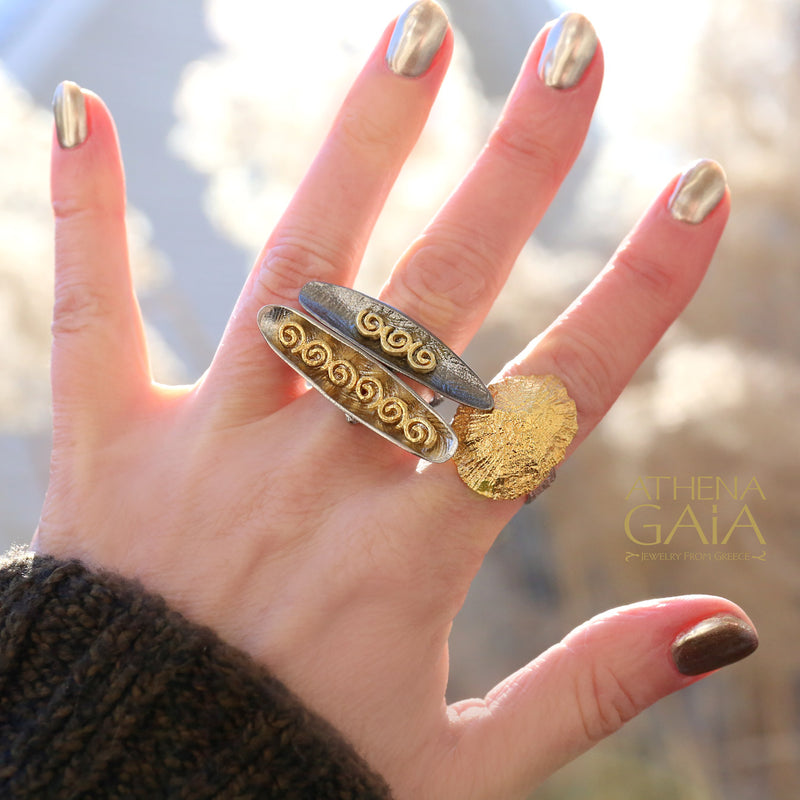 Argonaut Full Ring - Gold Plated Sterling Silver Ring - Cocktail Ring (In-Stock)