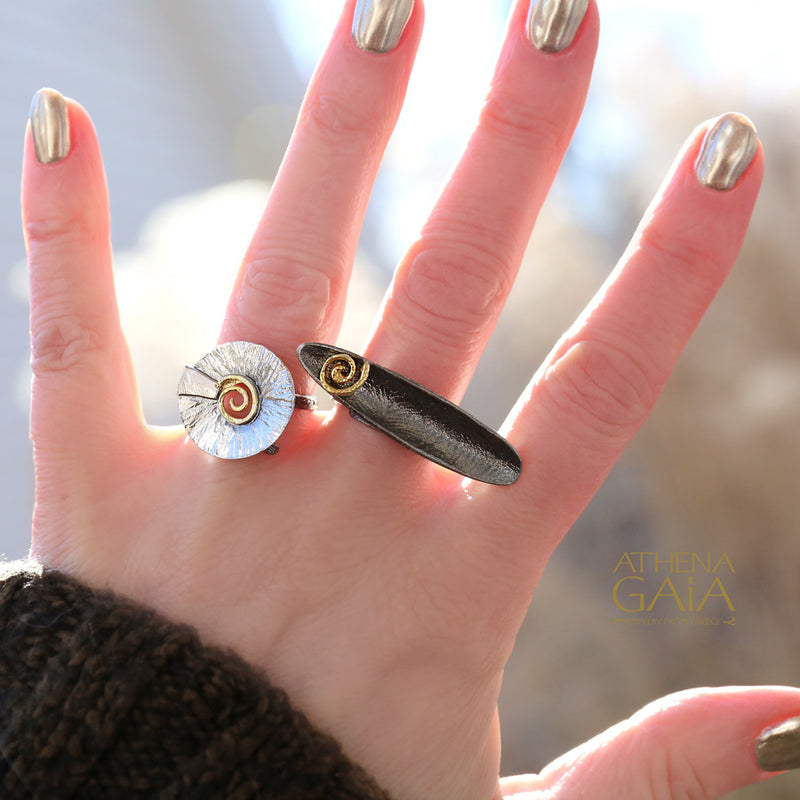 Spiral Gravity Ring - Gold Plated Sterling Silver Ring