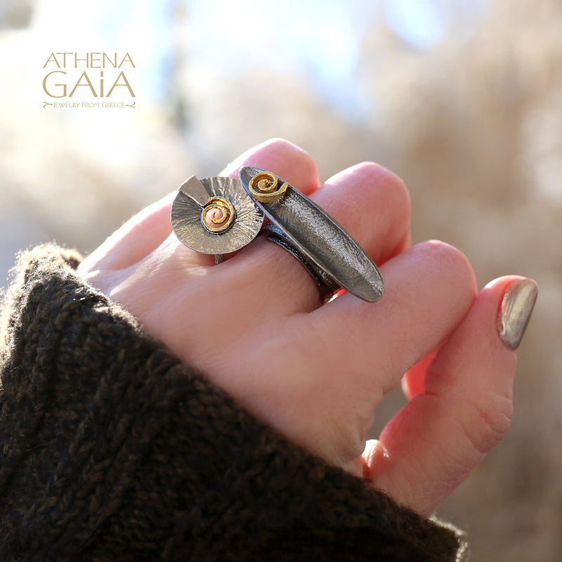 Spiral Gravity Ring - Gold Plated Sterling Silver Ring