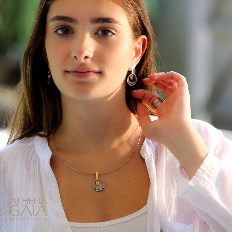 Topaz Pebble Necklace - Gold Plated Sterling Silver Necklace