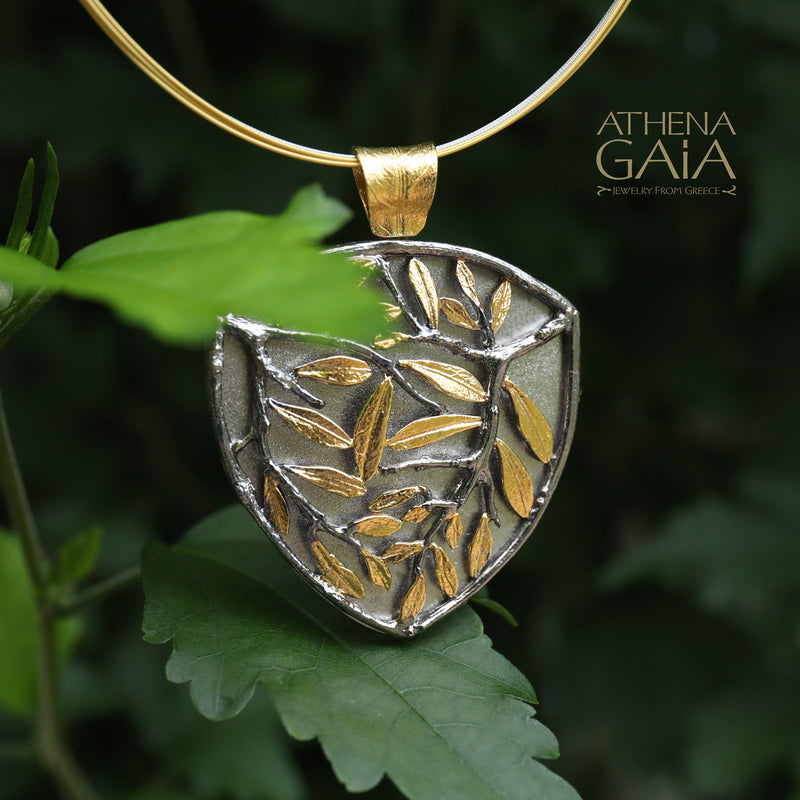 Softri Olive Tree Pendant Necklace - Gold Plated Sterling Silver