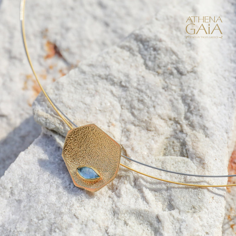 Desert Oasis Pendant Necklace - Gold Plated Sterling Silver - Topaz Necklace