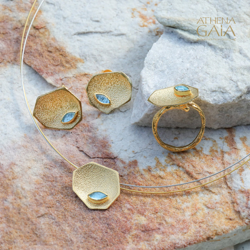Desert Oasis Ring - Gold Plated Sterling Silver - Topaz Ring