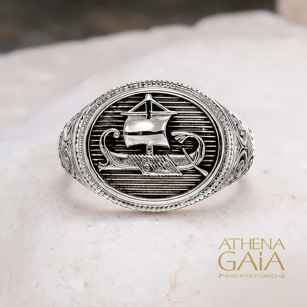 Trireme Silver Talisman Ring - Sterling Silver - Signet Ring