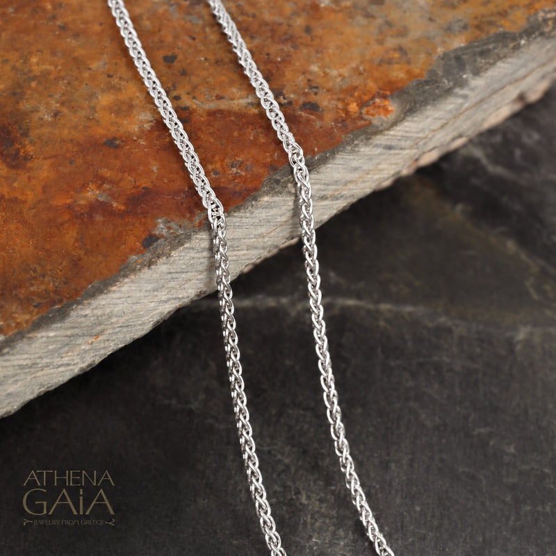 20 inches WHITE 14k Gold 1.3mm Spiga Chain (In-Stock)