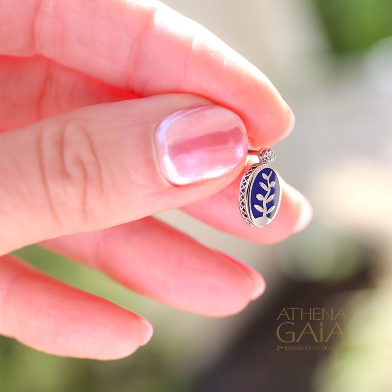 Tree of Life Diamond Stud Earrings – Reversible Enamel - 18k Gold