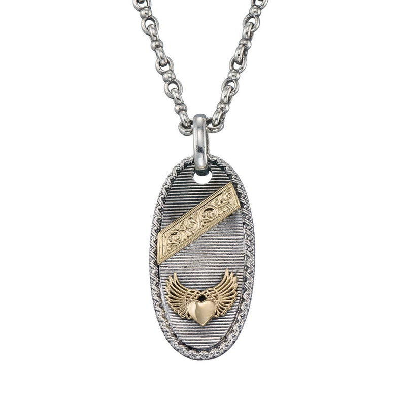 Winged Heart Talisman Pendant - 18k Gold & Sterling Silver Pendant