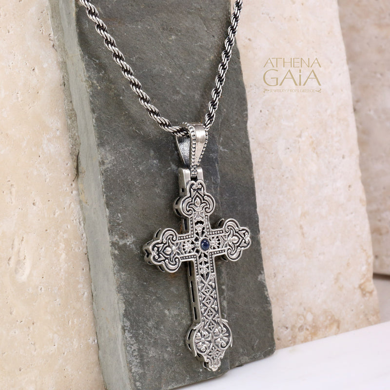 Filigree Orthodox Cross - Sterling Silver - Cross Necklace