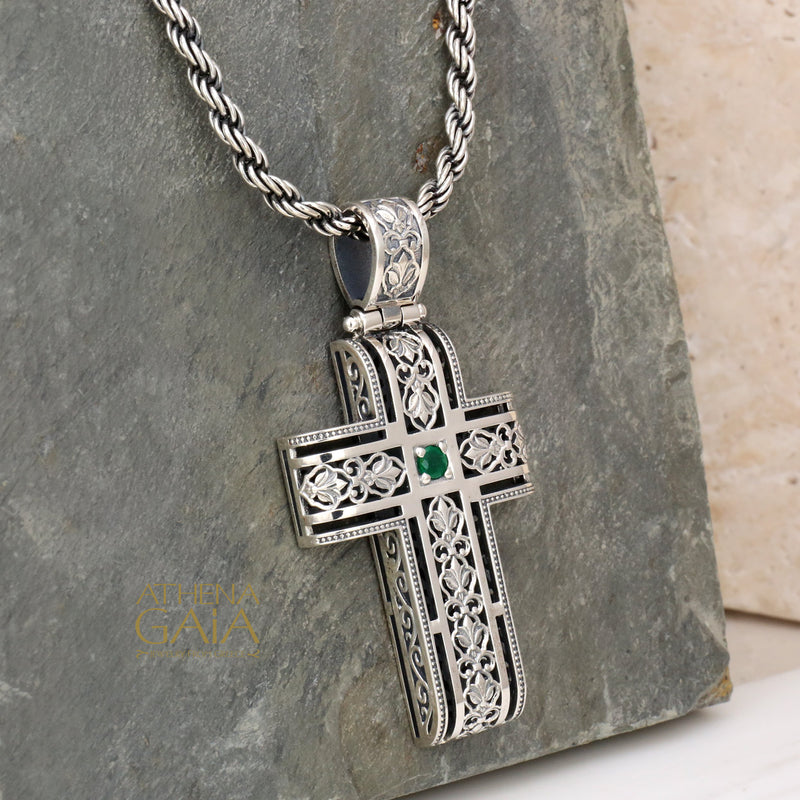 Filigree Latin Cross - Sterling Silver - Orthodox Cross Necklace