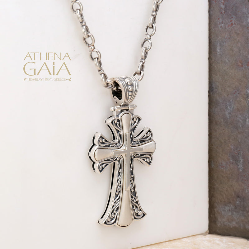 Flared Latin Cross (Large) - Sterling Silver - Orthodox Cross Necklace