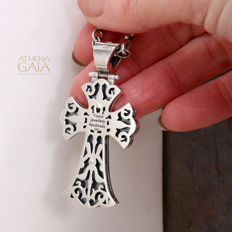 Flared Latin Cross (Large) - Sterling Silver - Orthodox Cross Necklace