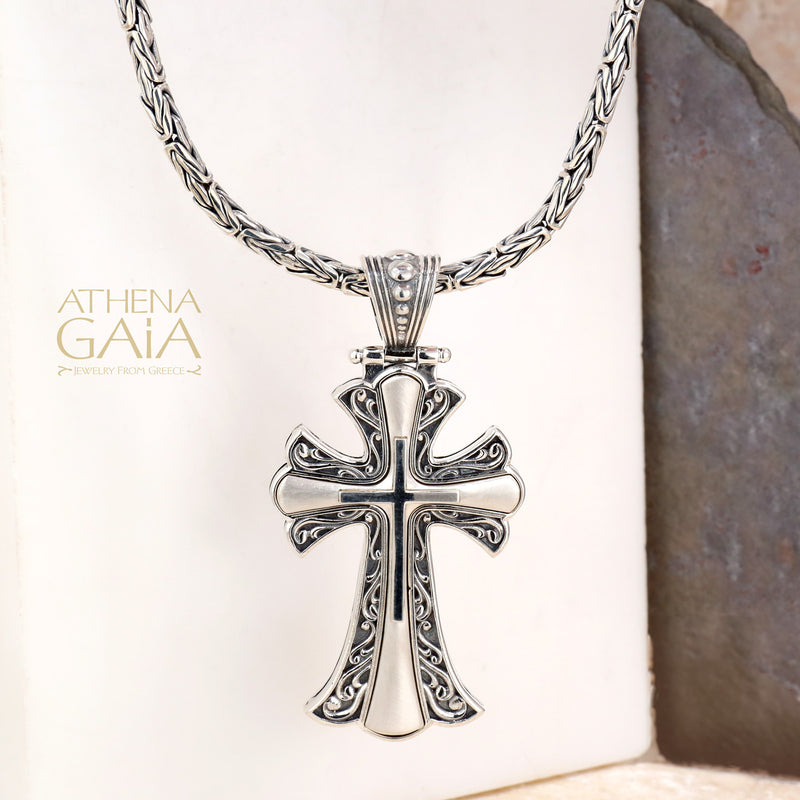 Flared Latin Cross (Large) - Sterling Silver - Orthodox Cross Necklace