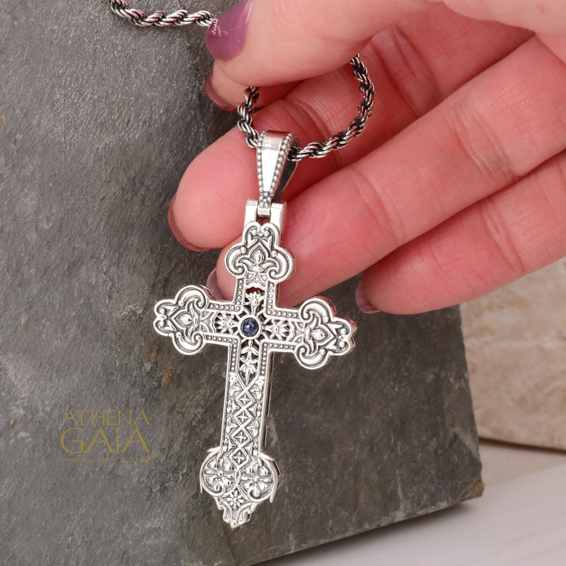 Filigree Orthodox Cross - Sterling Silver - Cross Necklace