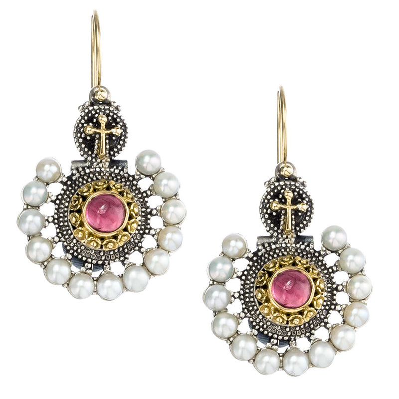 Empress Fan Earrings - 18k Gold & Sterling Silver Earrings - French Wire Earrings