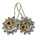 Octagon Fleur Ruby Earrings