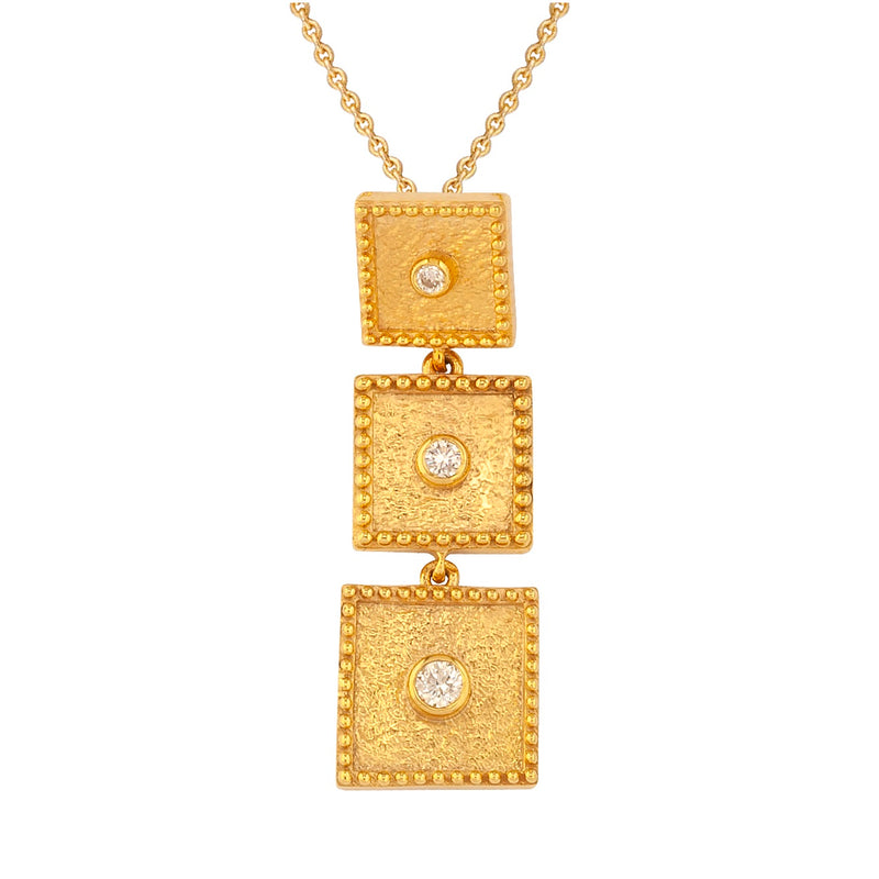 Geometric Squares Pendant Necklace - 18k Gold Necklace