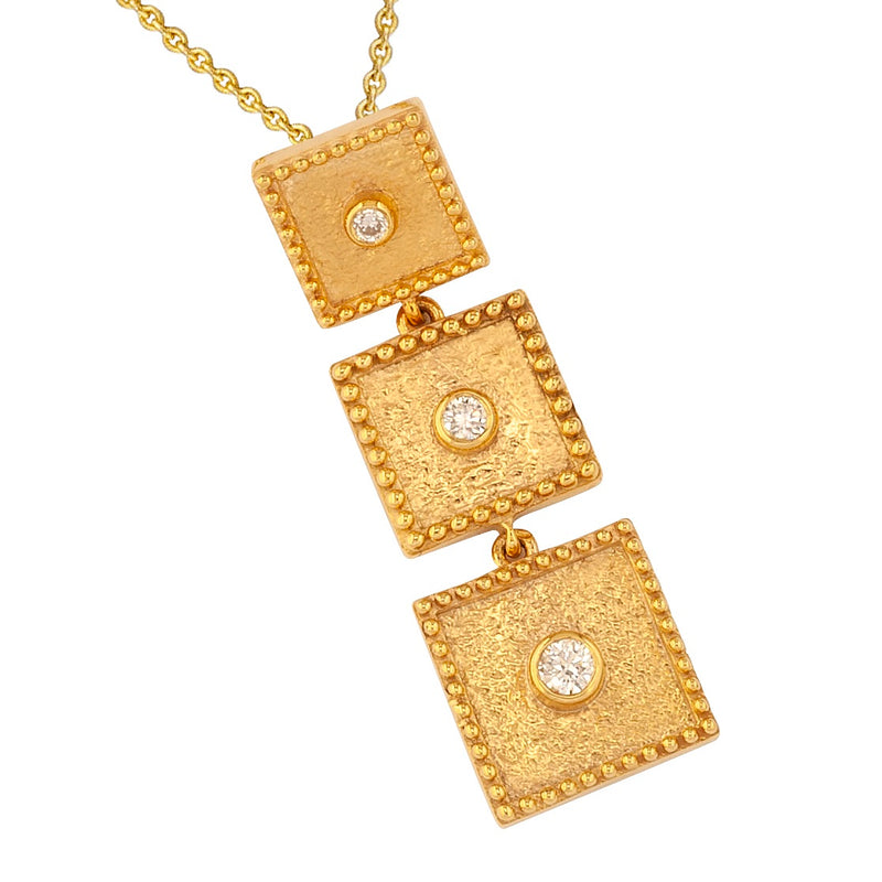 Geometric Squares Pendant Necklace - 18k Gold Necklace