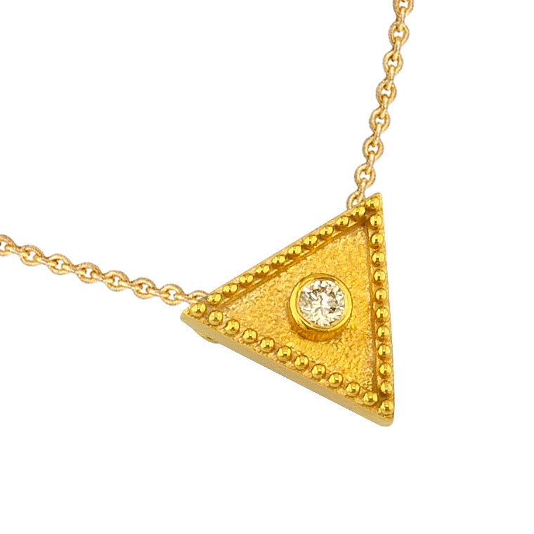 Geometric Triangle Pendant Necklace - 18k Gold Necklace